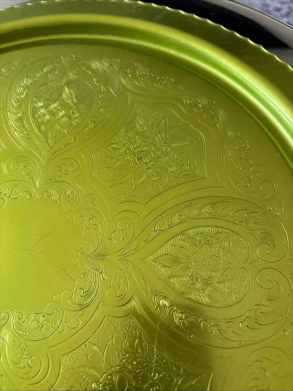 1950’s60’s Vintage Green Anodized Aluminum Serving Tray